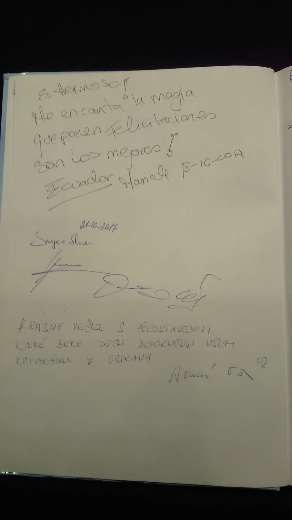 Black light theatre guestbook